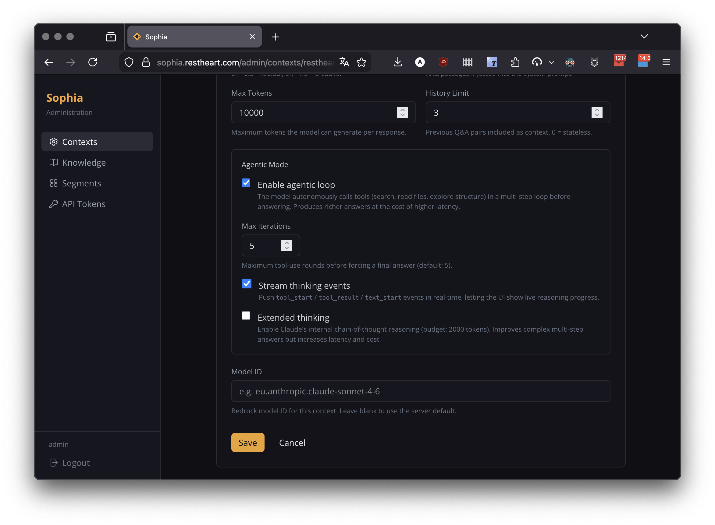 Agentic mode settings